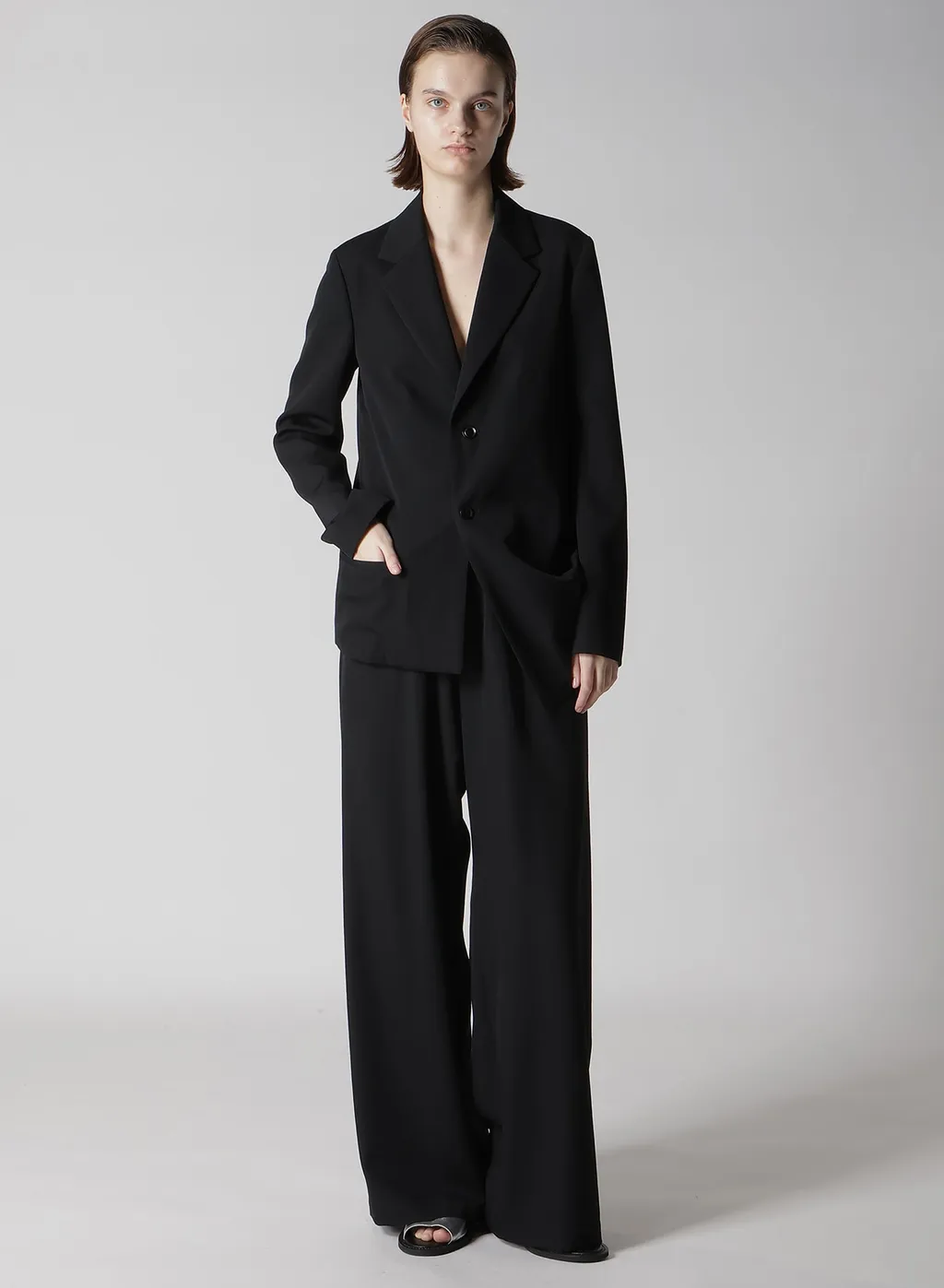 Wool Gabardine Long Straight Pants