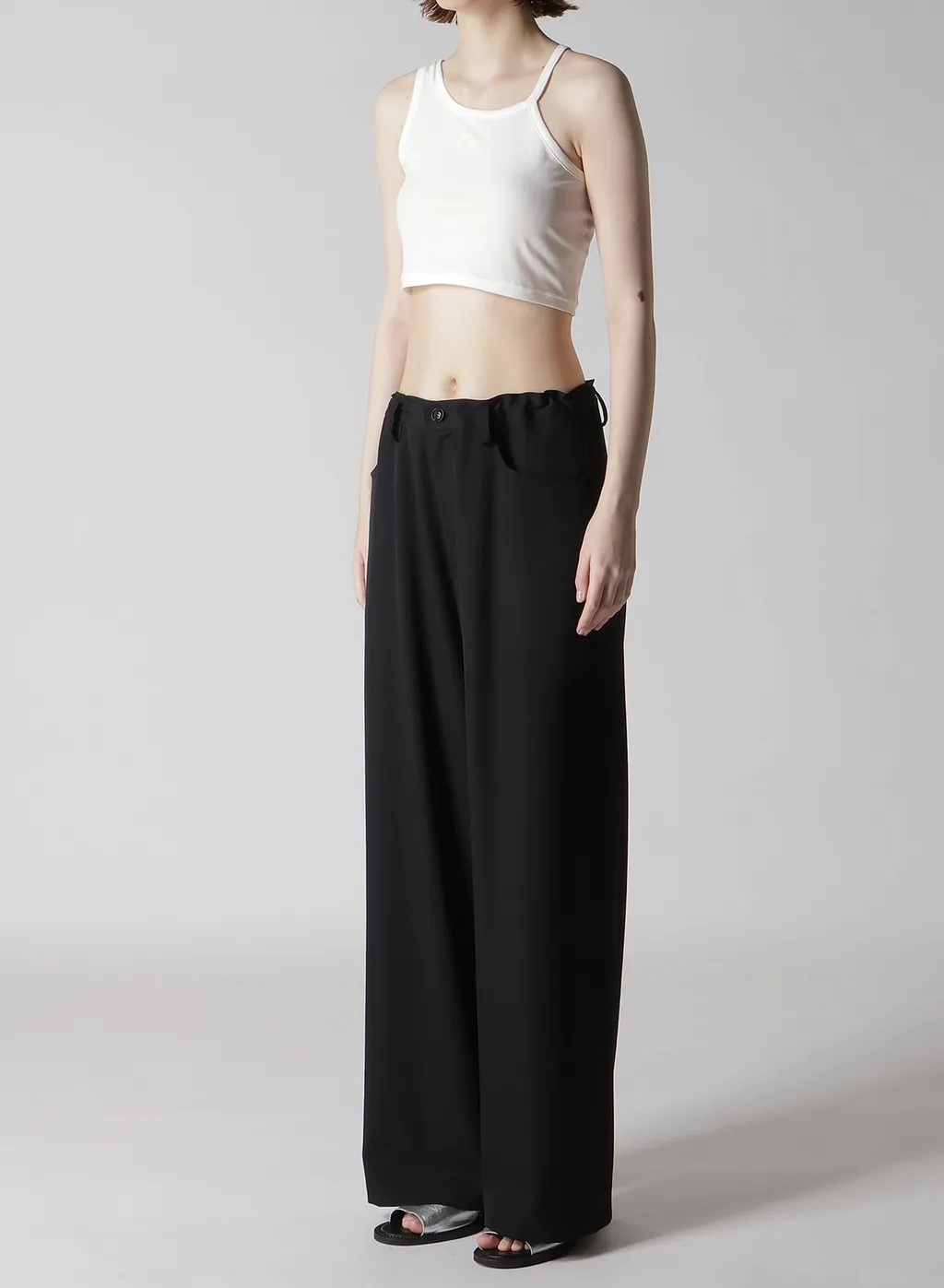 Wool Gabardine Long Straight Pants