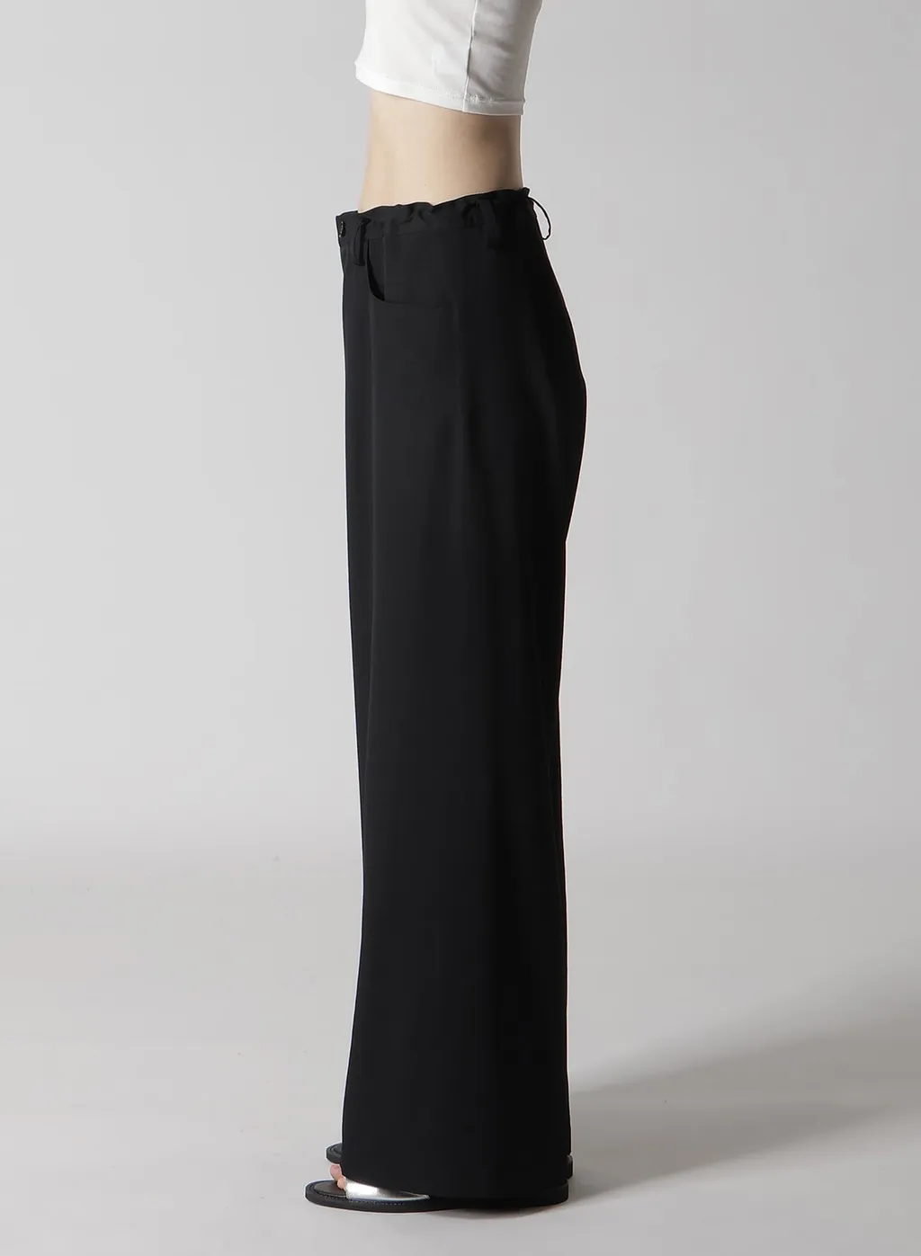 Wool Gabardine Long Straight Pants