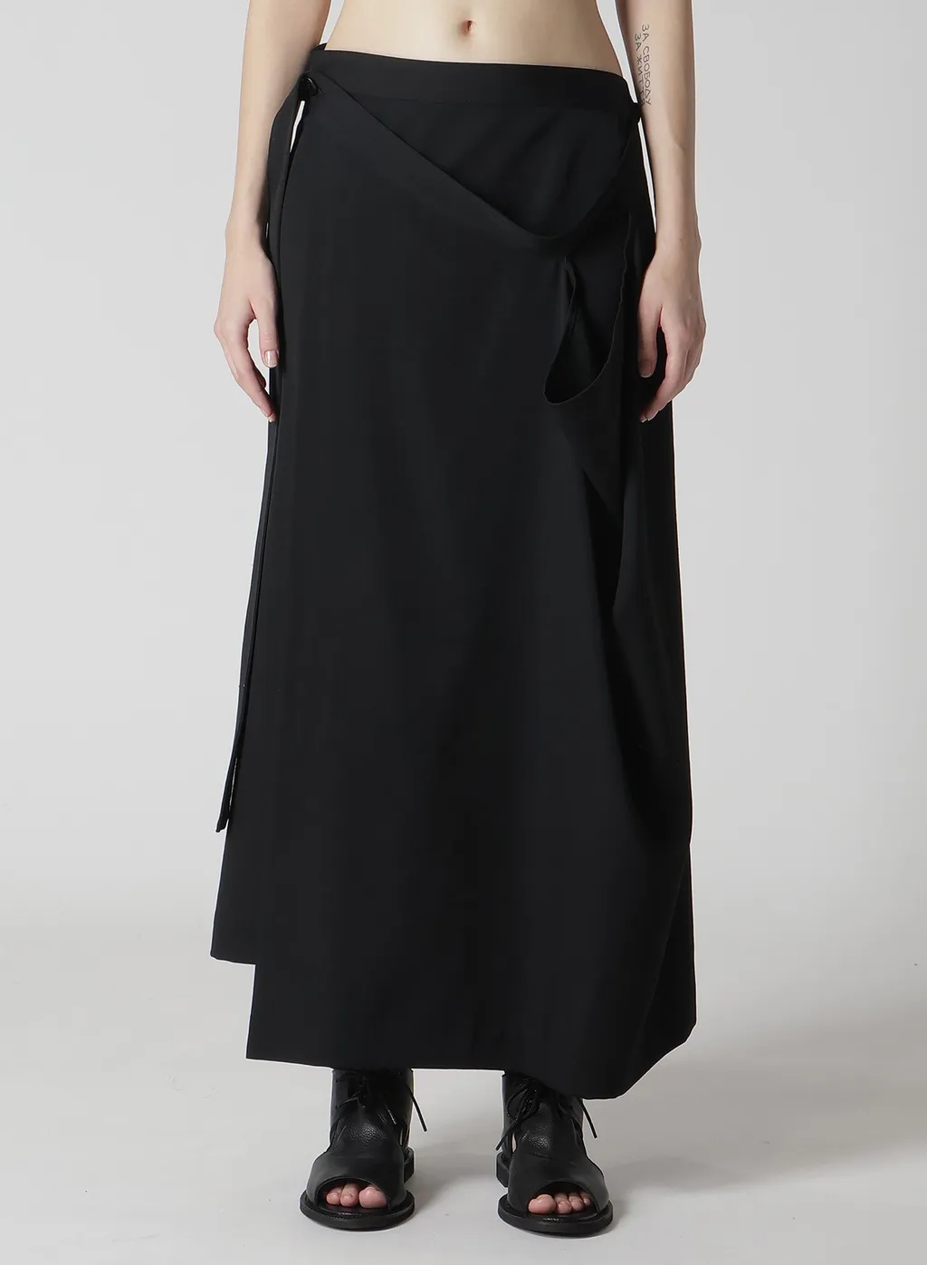 Wool Gabardine Drape Wrap Skirt