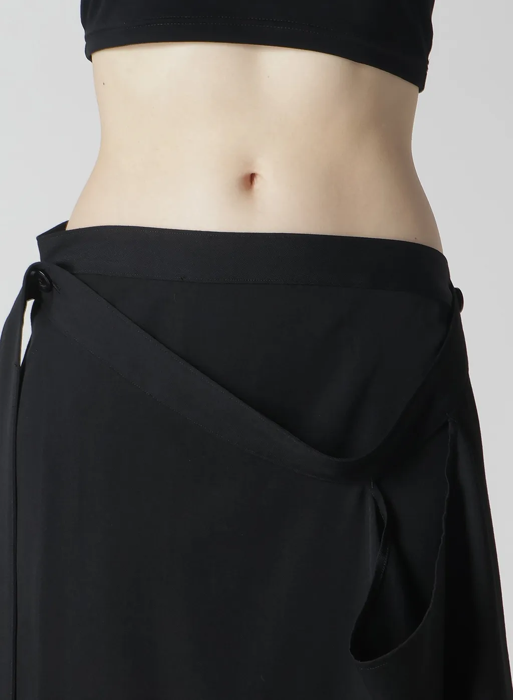 Wool Gabardine Drape Wrap Skirt