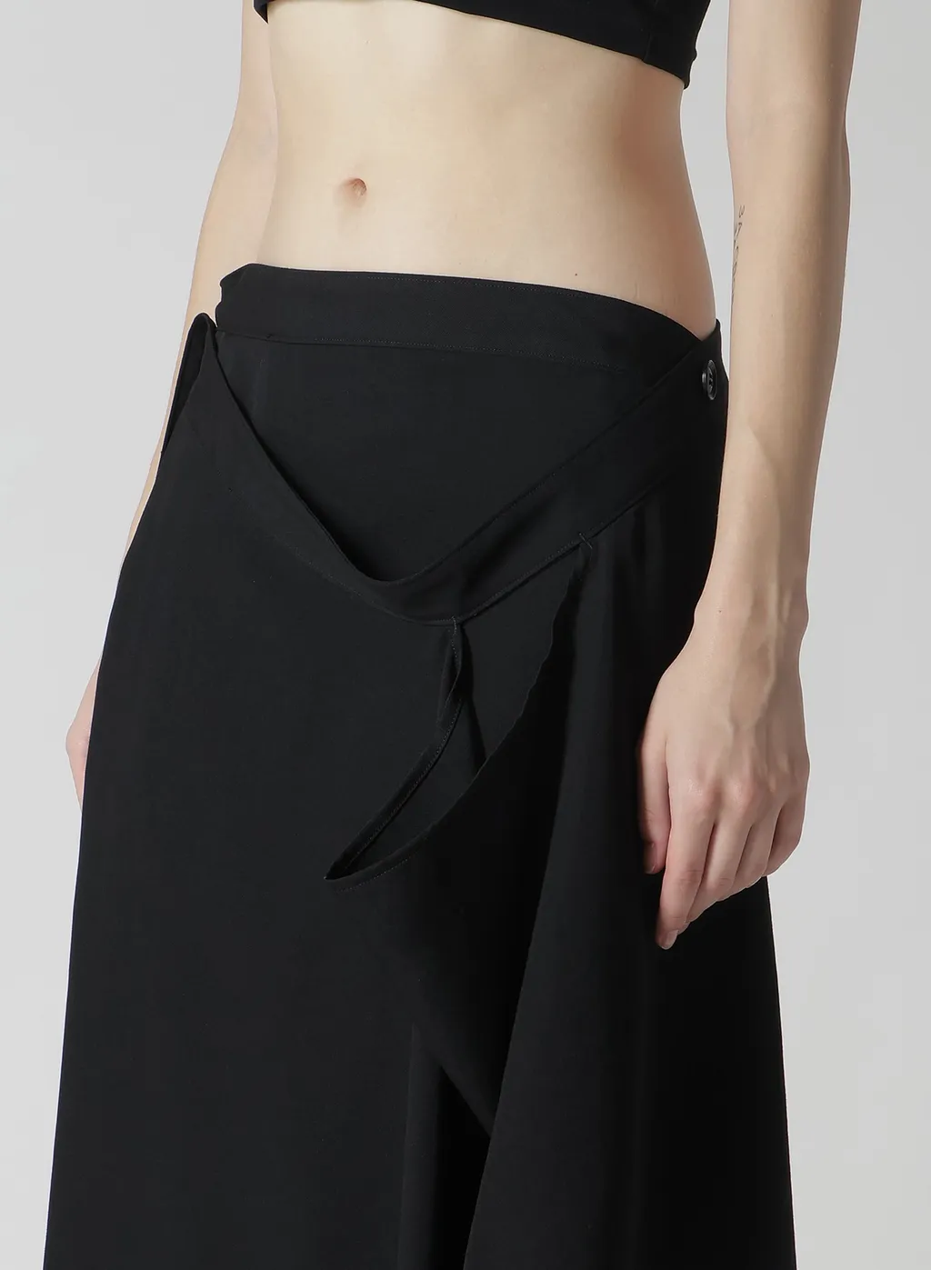 Wool Gabardine Drape Wrap Skirt