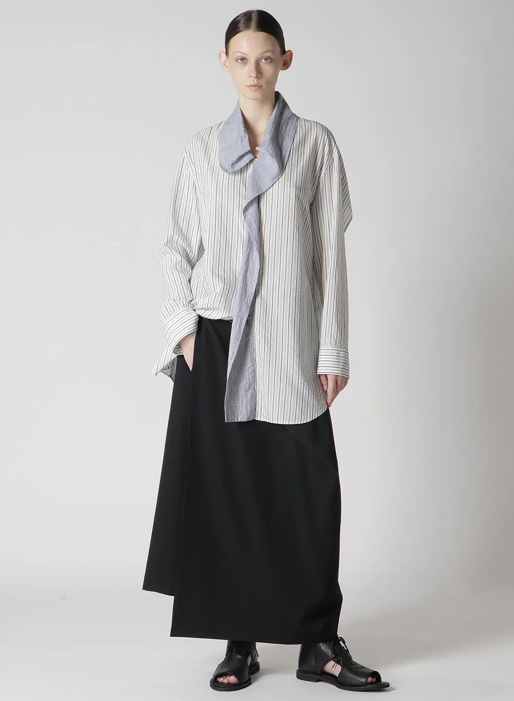 Wool Gabardine Drape Wrap Skirt