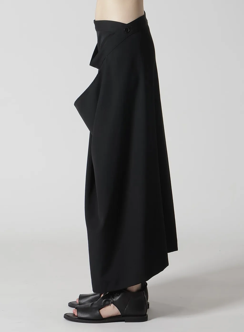 Wool Gabardine Drape Wrap Skirt
