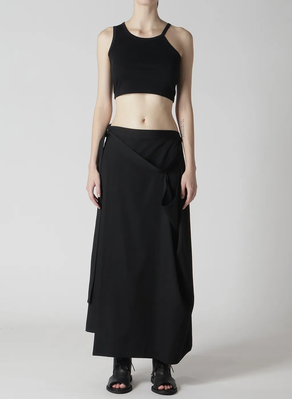 Wool Gabardine Drape Wrap Skirt