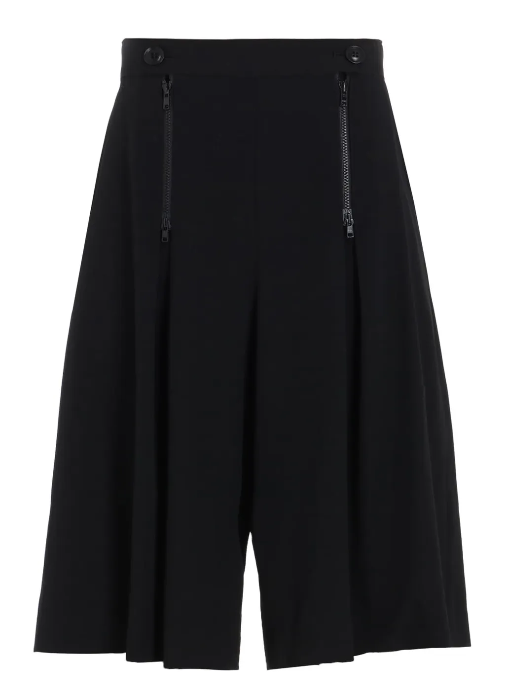 Wool Gabardine Zip Tucked Short Pants