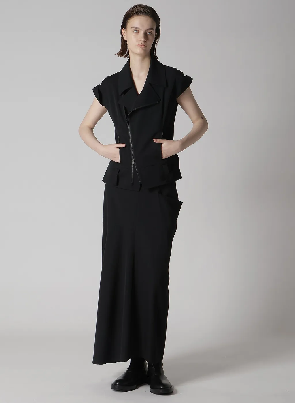 Wool Gabardine Left Cloth Skirt