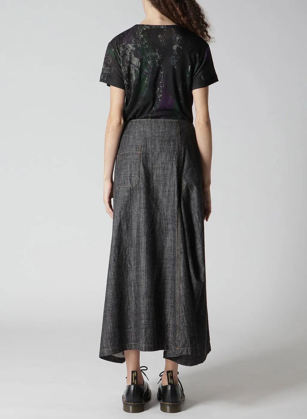8Oz Denim Panel Tucked Flare Skirt