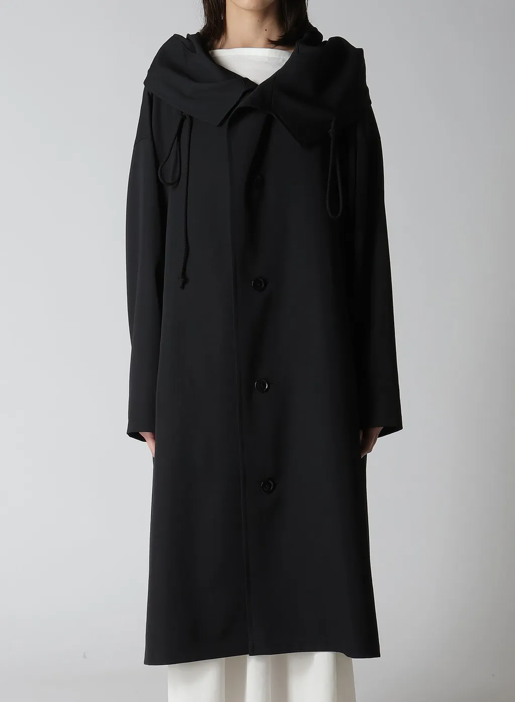 Wool Gabardine Big Hoodie Coat