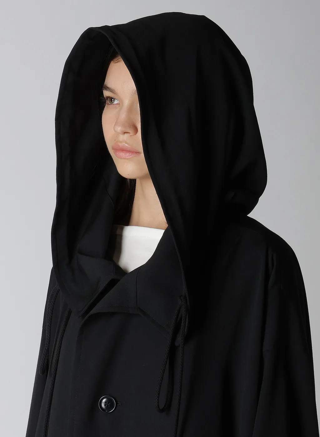 Wool Gabardine Big Hoodie Coat