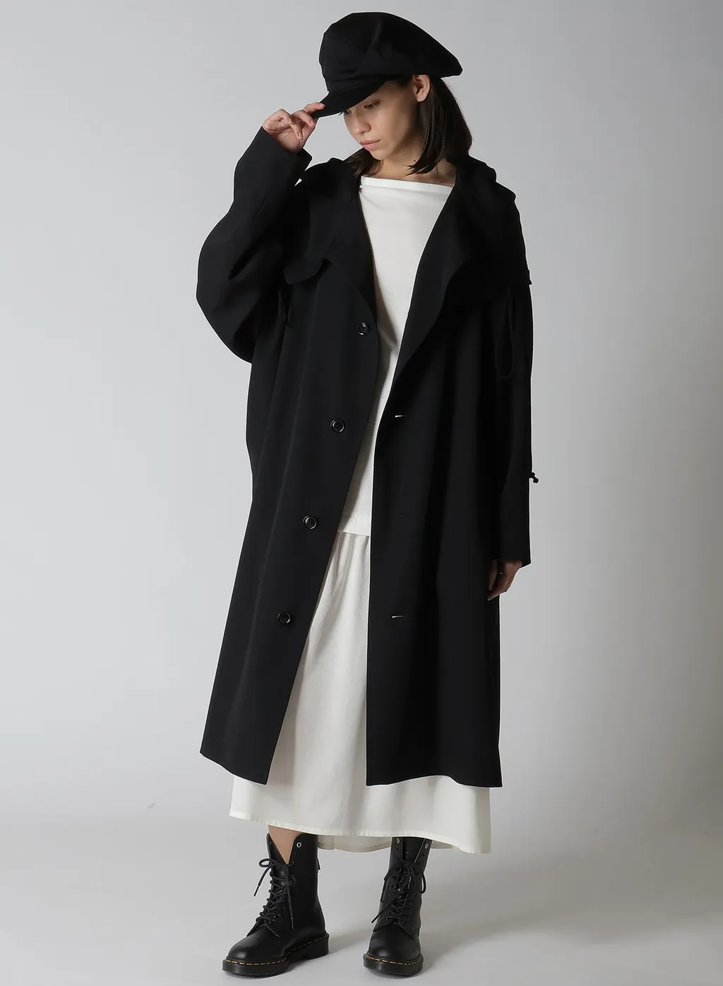 Wool Gabardine Big Hoodie Coat