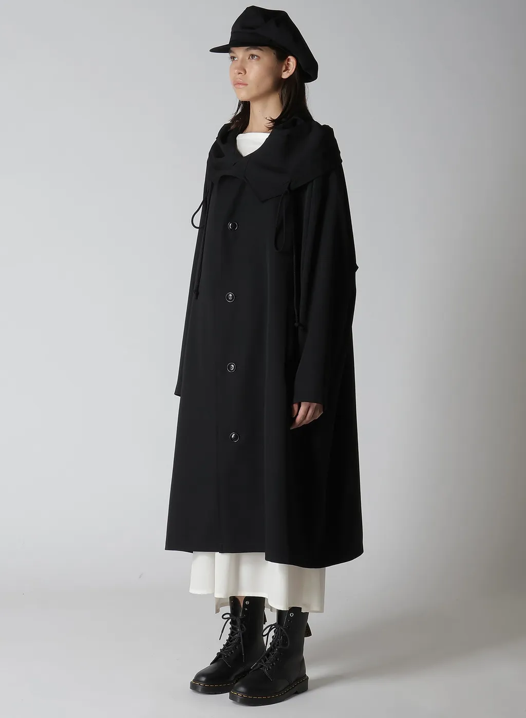Wool Gabardine Big Hoodie Coat