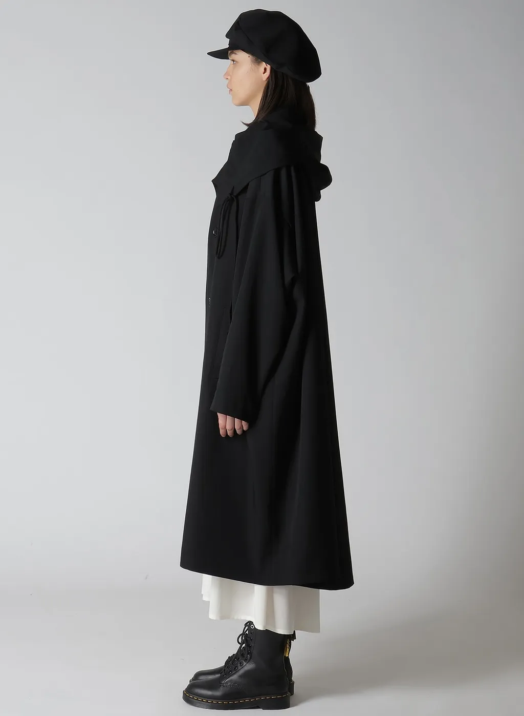 Wool Gabardine Big Hoodie Coat