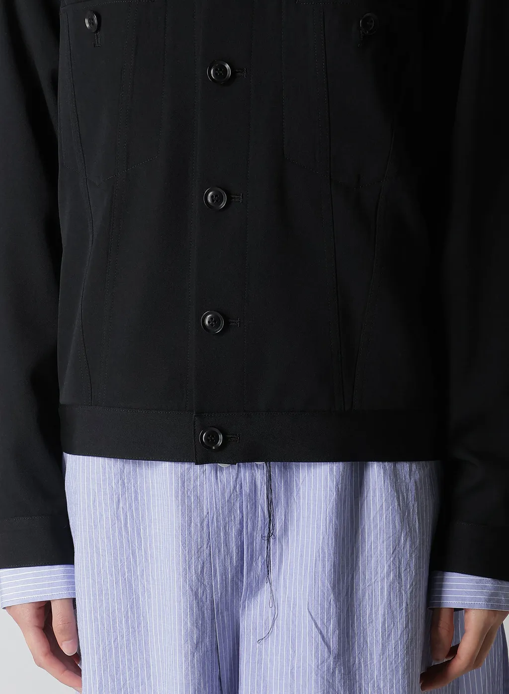 Wool Gabardine Panel Denim Jacket