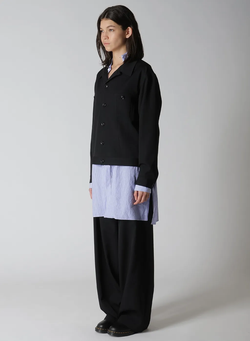 Wool Gabardine Panel Denim Jacket