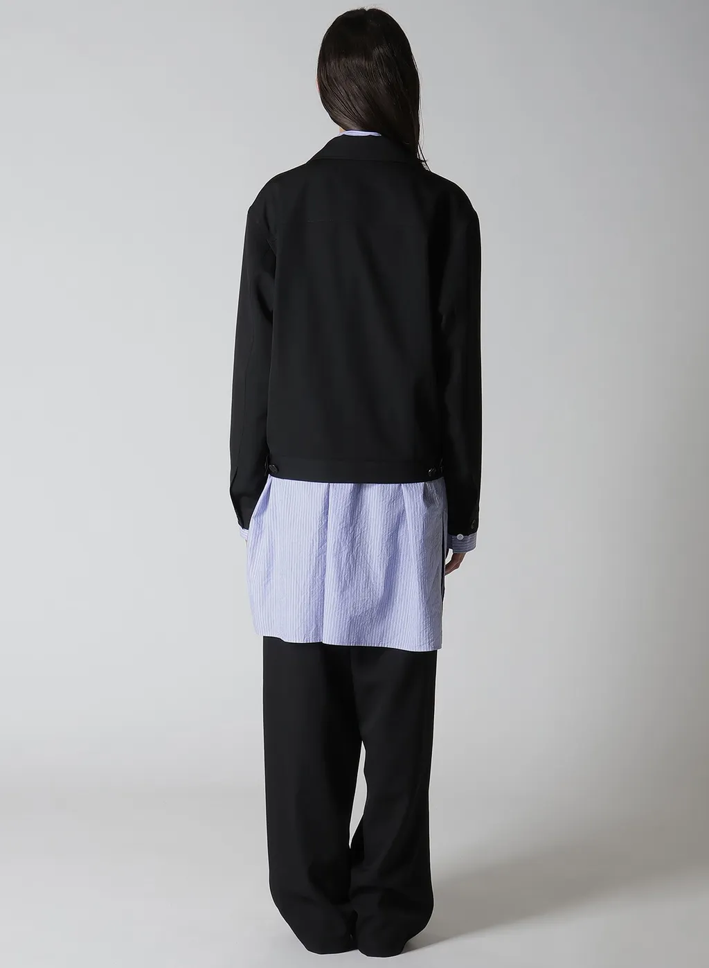 Wool Gabardine Panel Denim Jacket