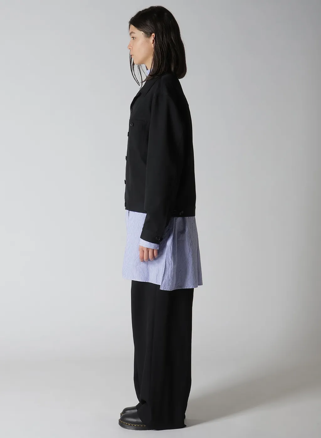 Wool Gabardine Panel Denim Jacket