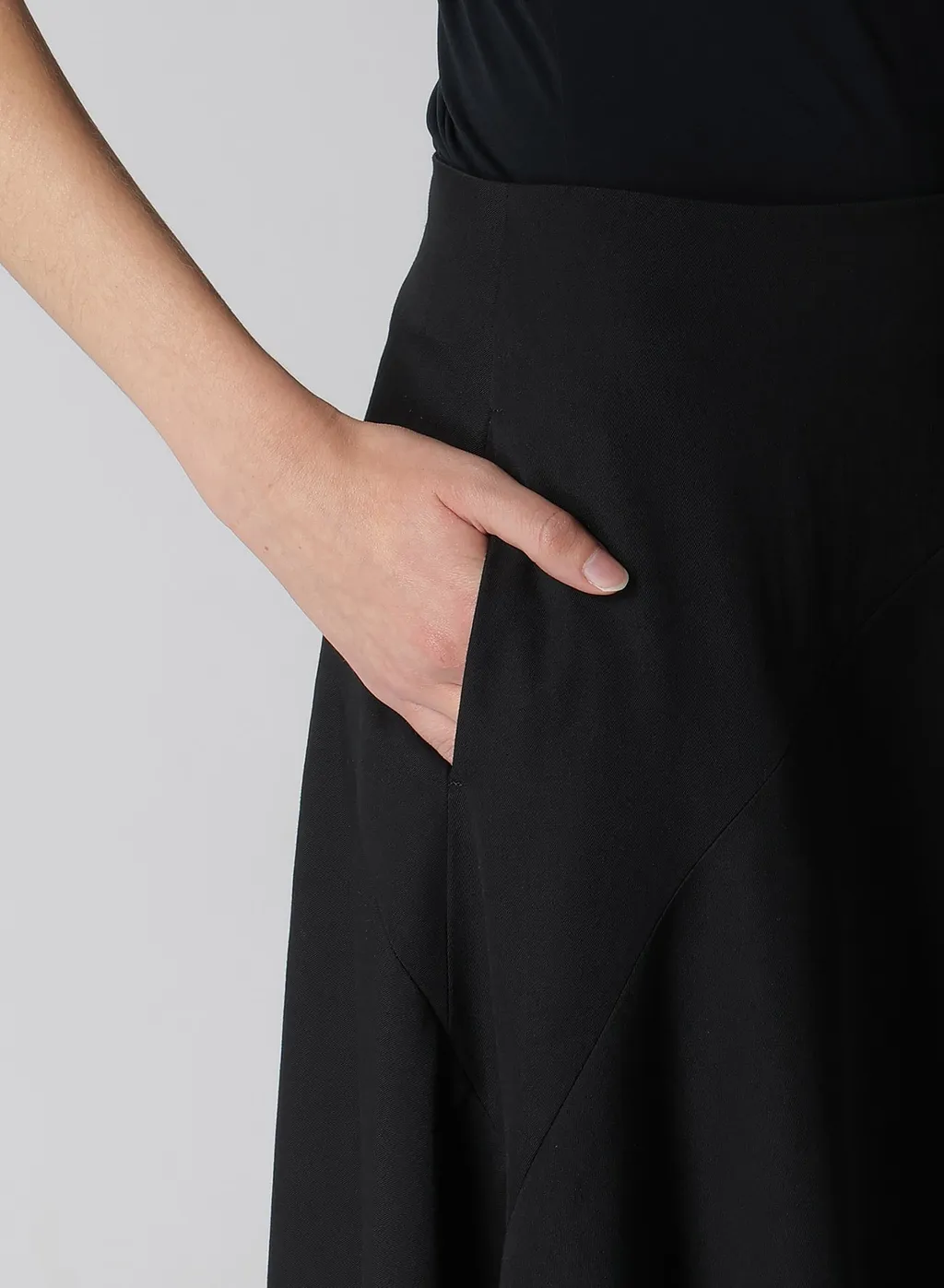 Wool Gabardine Asymmeteric Flare Skirt