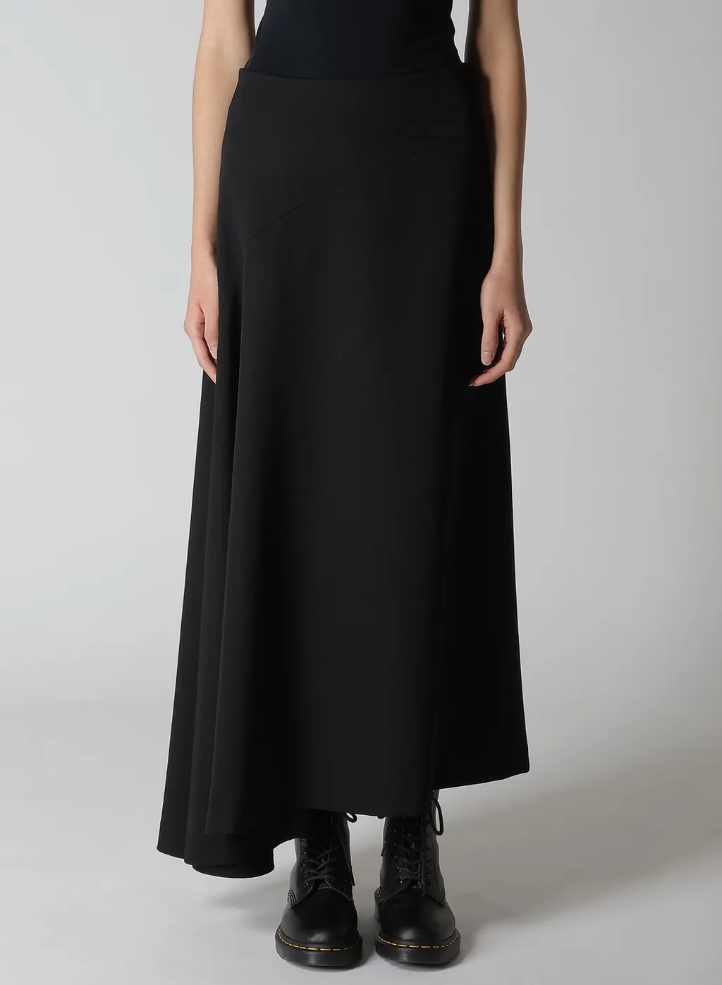 Wool Gabardine Asymmeteric Flare Skirt