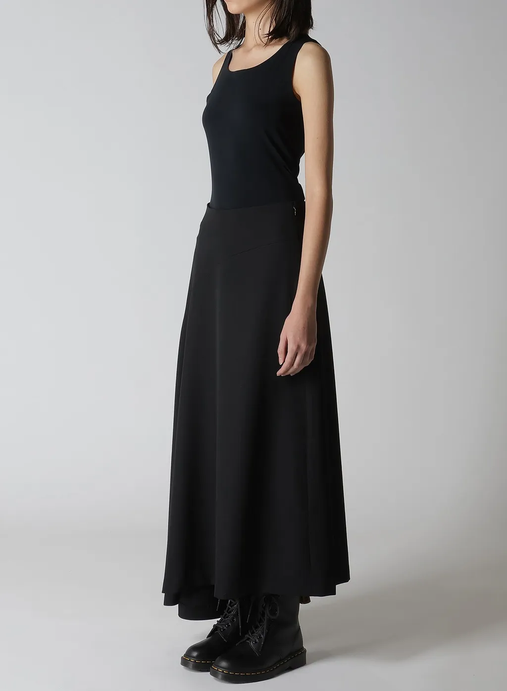 Wool Gabardine Asymmeteric Flare Skirt
