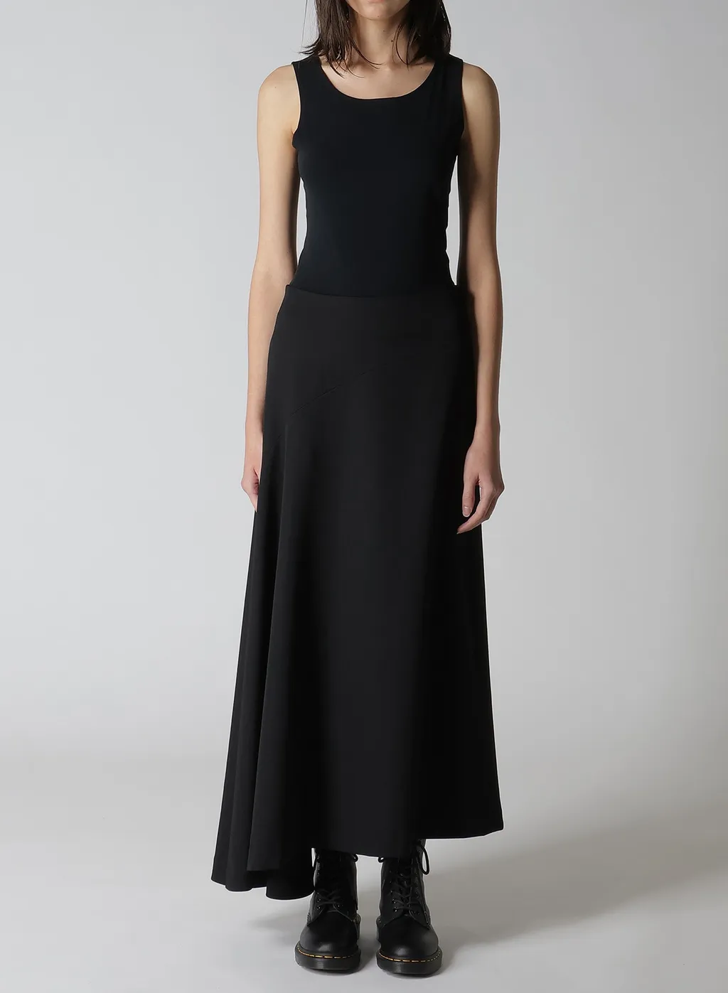 Wool Gabardine Asymmeteric Flare Skirt