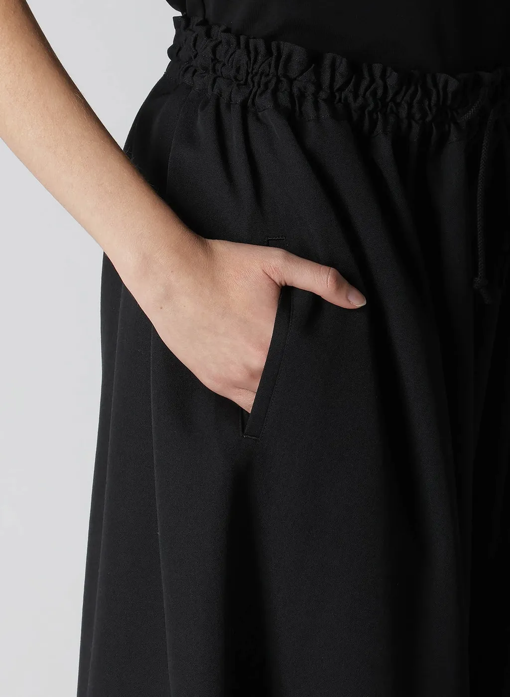 Wool Gabardine Cloth Gathered Pants