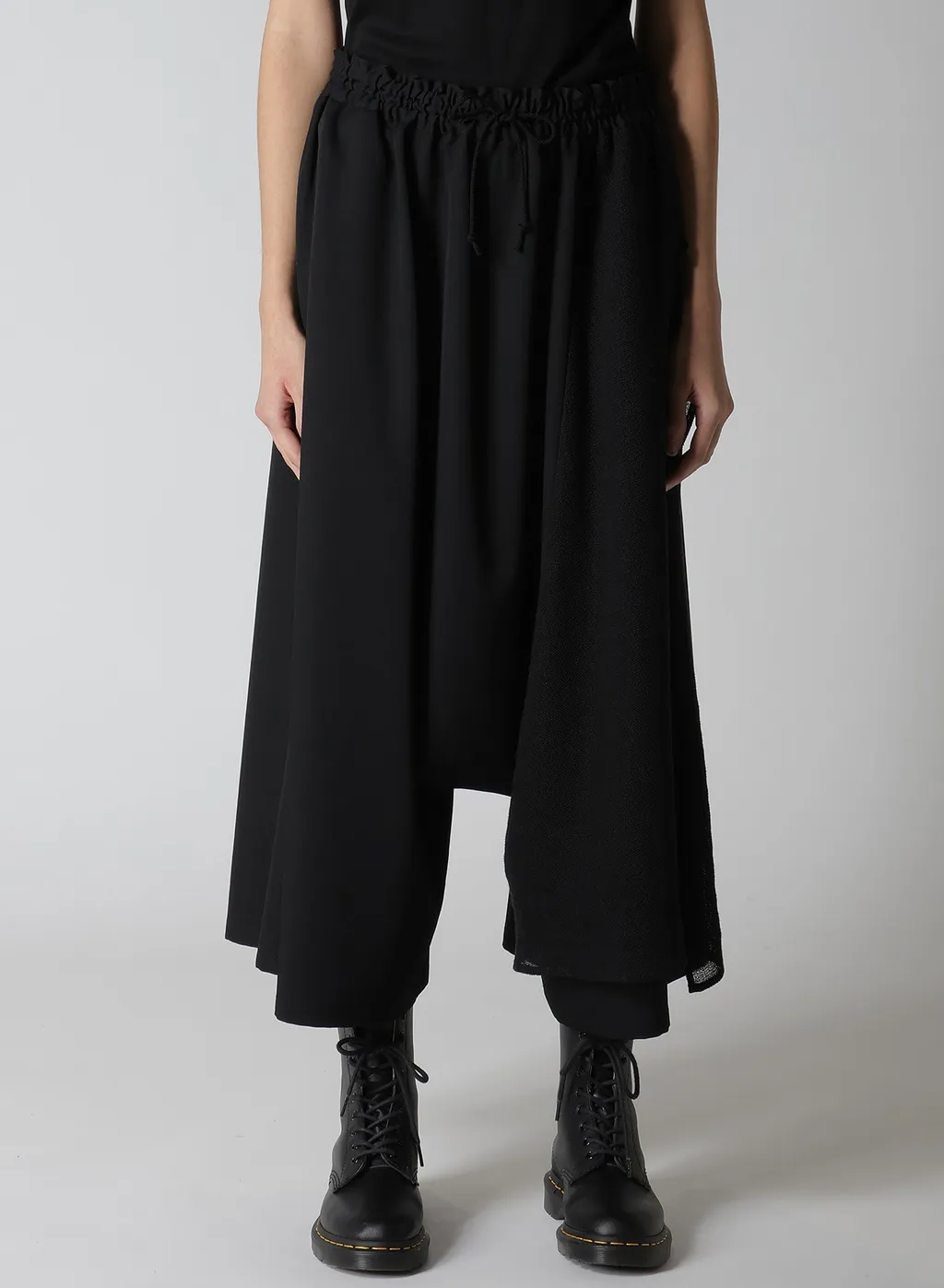 Wool Gabardine Cloth Gathered Pants