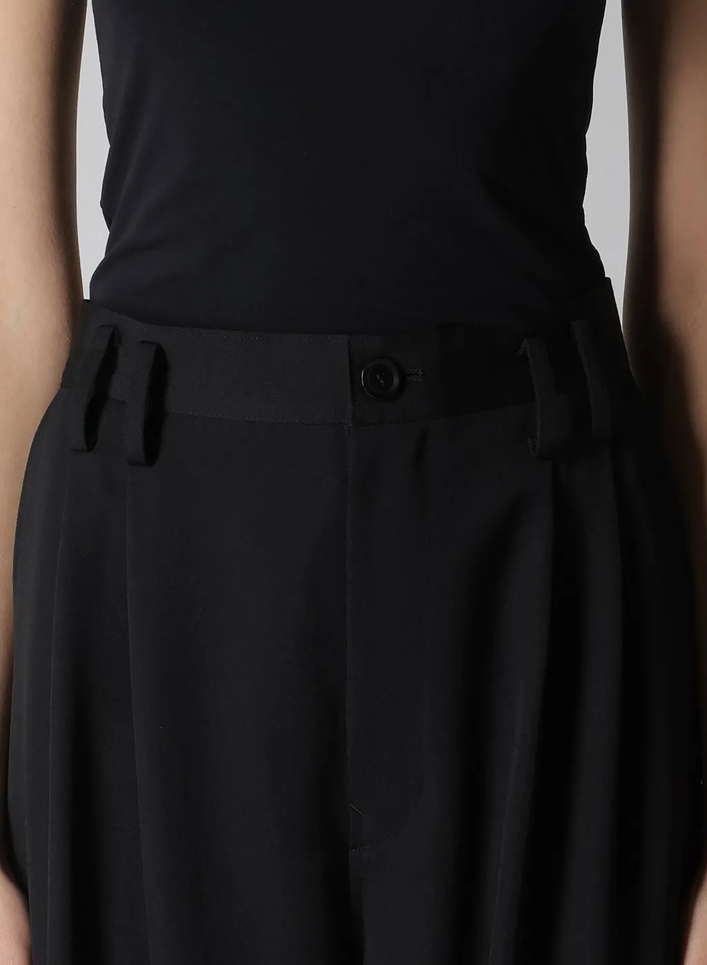Wool Gabardine Front Double Tucked Pants