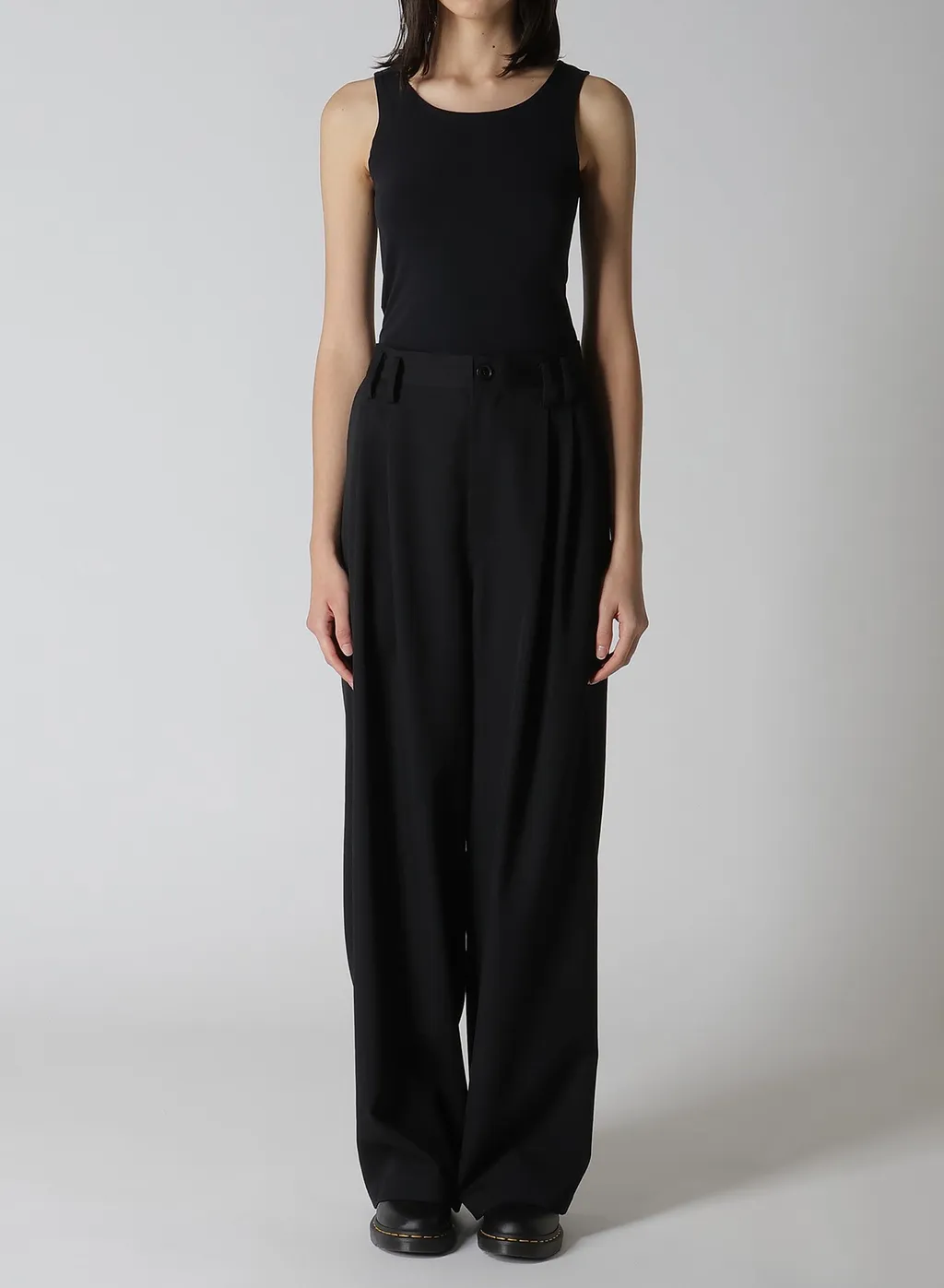 Wool Gabardine Front Double Tucked Pants