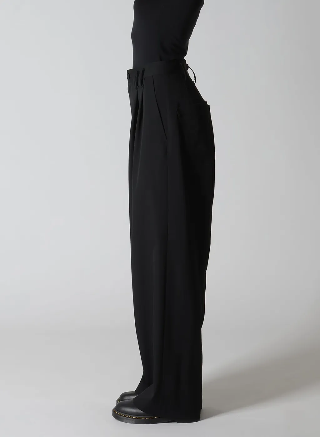 Wool Gabardine Front Double Tucked Pants