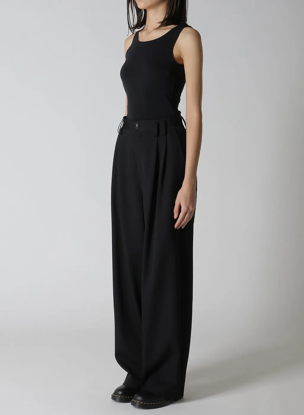 Wool Gabardine Front Double Tucked Pants