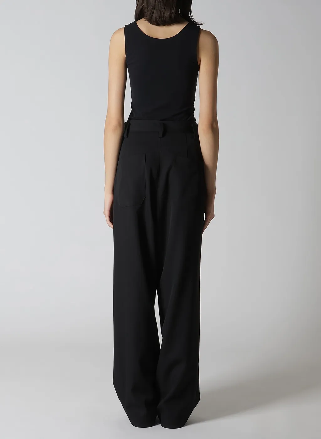 Wool Gabardine Front Double Tucked Pants