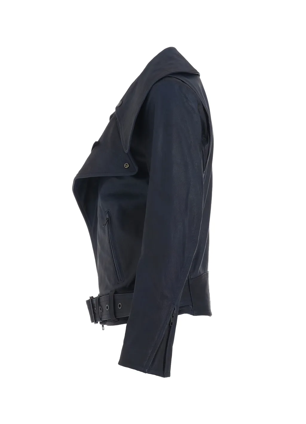Indigo Mud Dyed Leather Biker Jacket