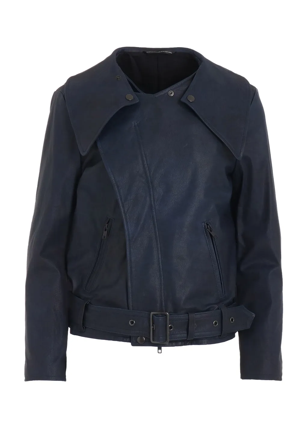 Indigo Mud Dyed Leather Biker Jacket