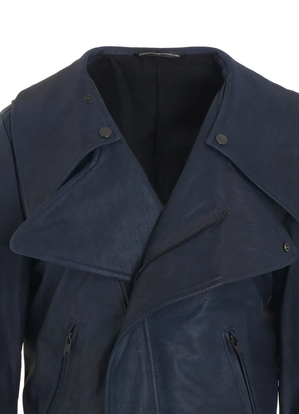 Indigo Mud Dyed Leather Biker Jacket