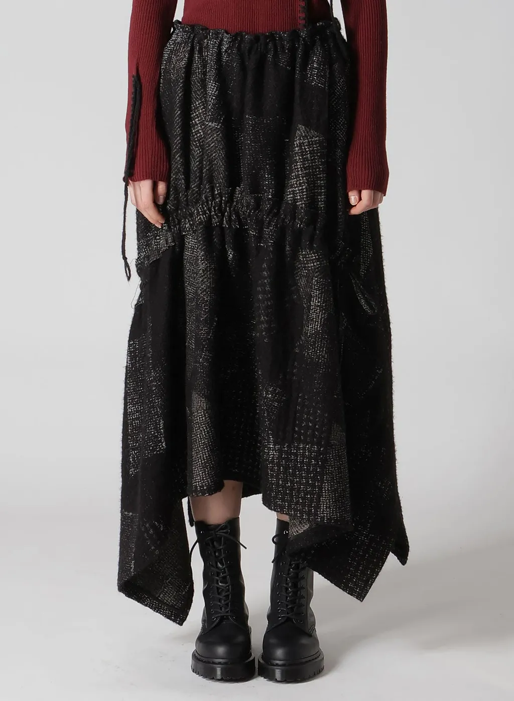 W/C Random Houndstooth Jq Shirring Skirt