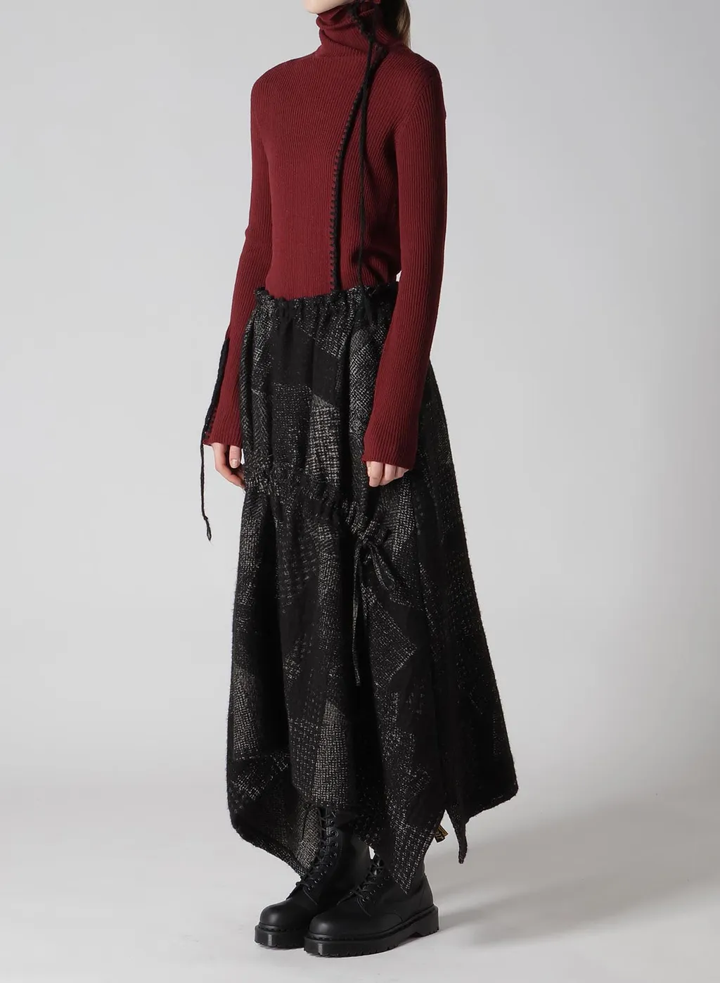 W/C Random Houndstooth Jq Shirring Skirt