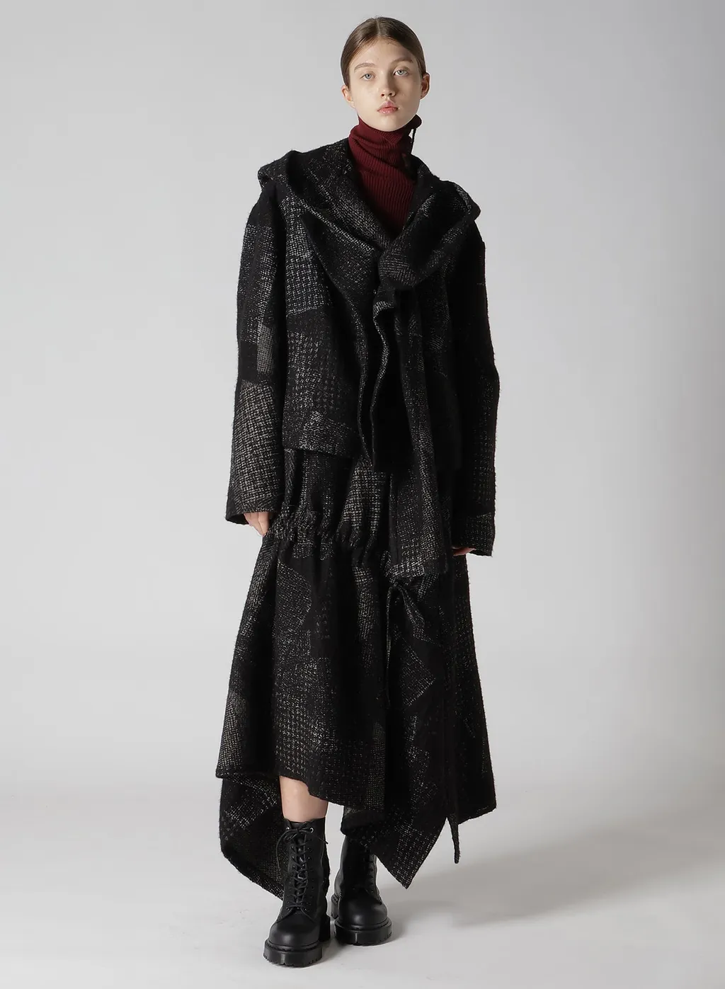 W/C Random Houndstooth Jq Shirring Skirt