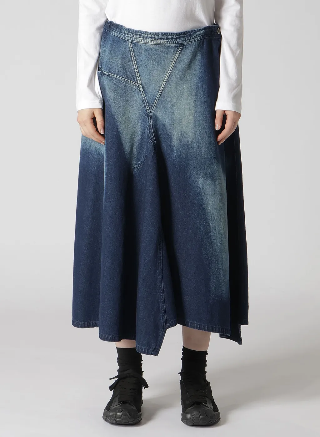 C/ Spotted Denim Triangle Gusset Flare Skirt