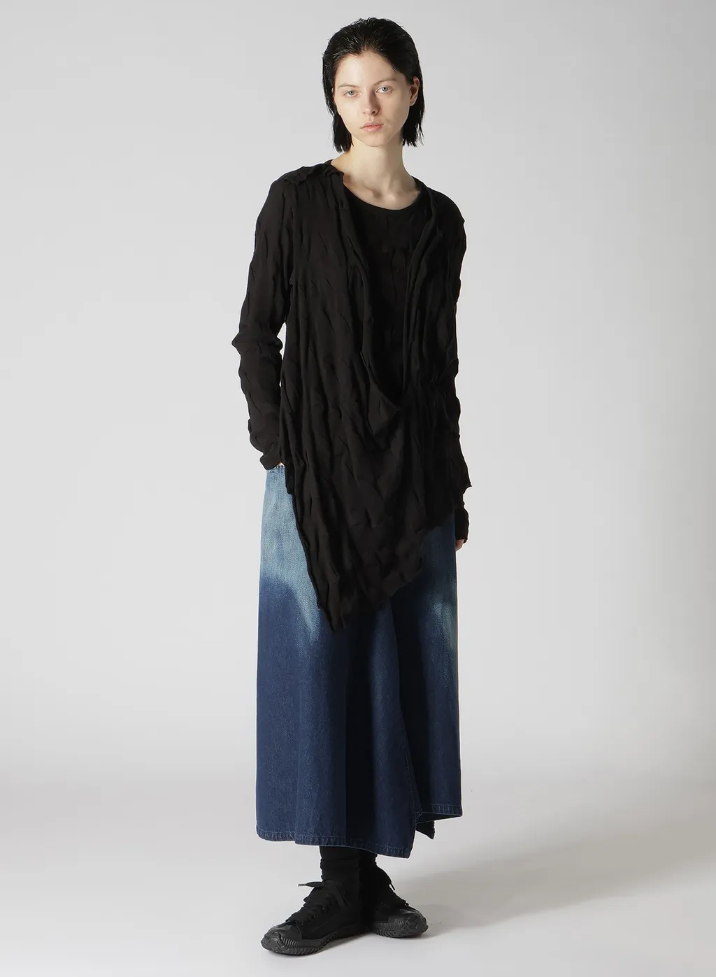 C/ Spotted Denim Triangle Gusset Flare Skirt