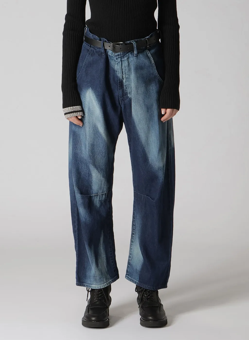 C/ Spotted Denim Gusset Wide Pants