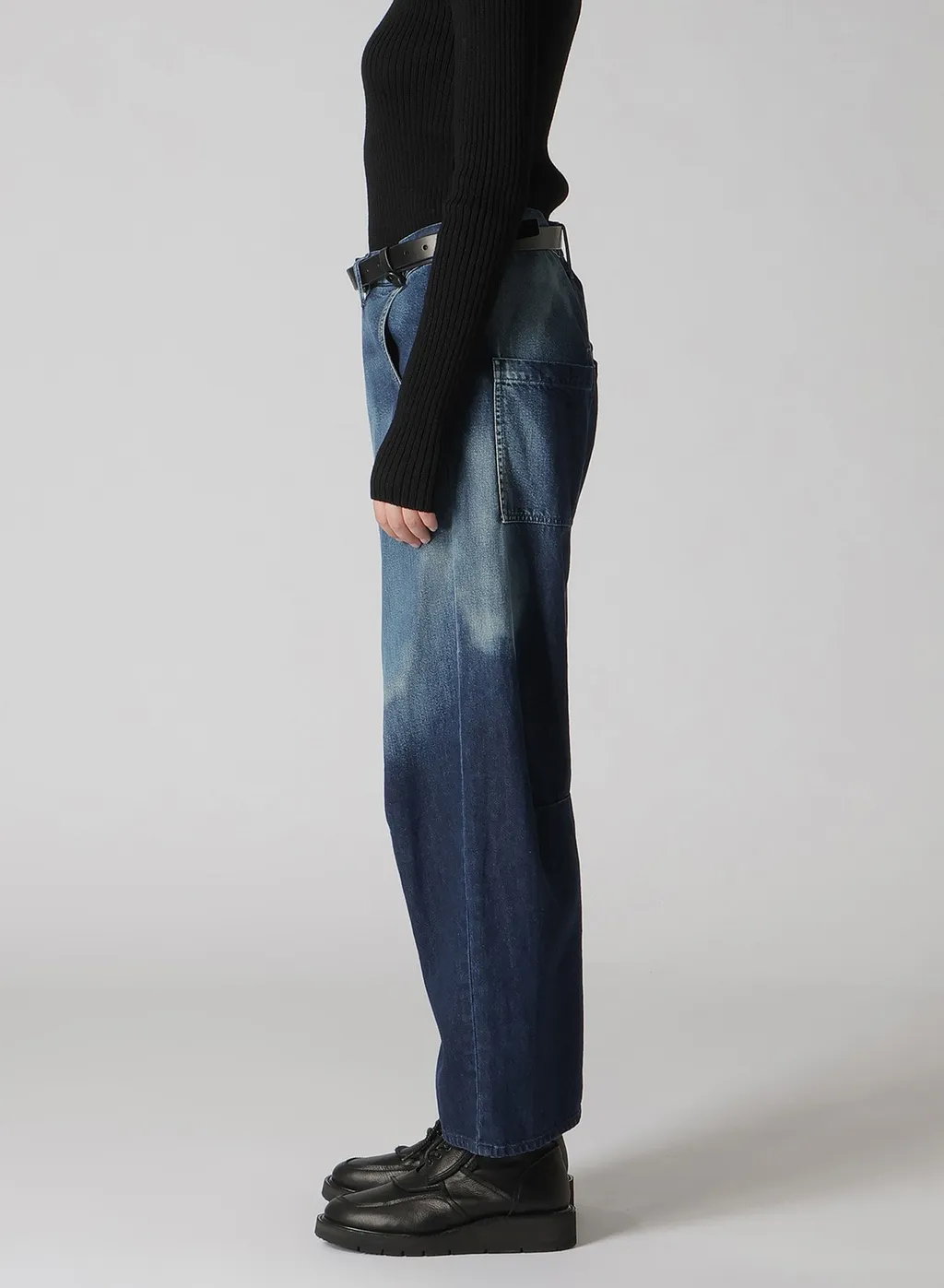C/ Spotted Denim Gusset Wide Pants