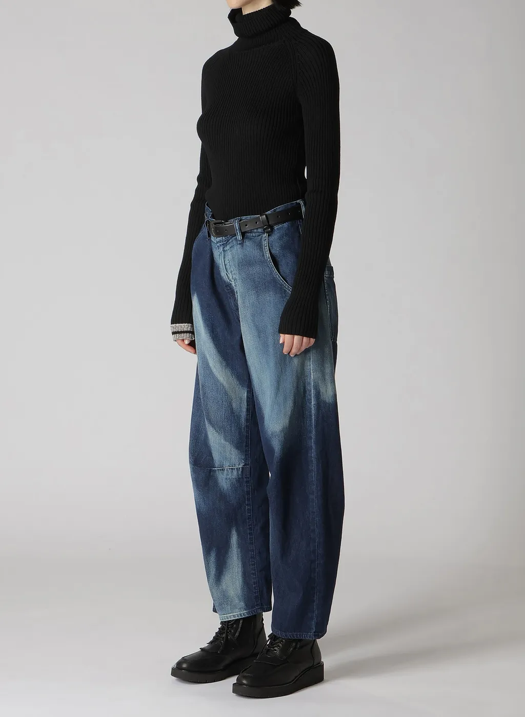 C/ Spotted Denim Gusset Wide Pants
