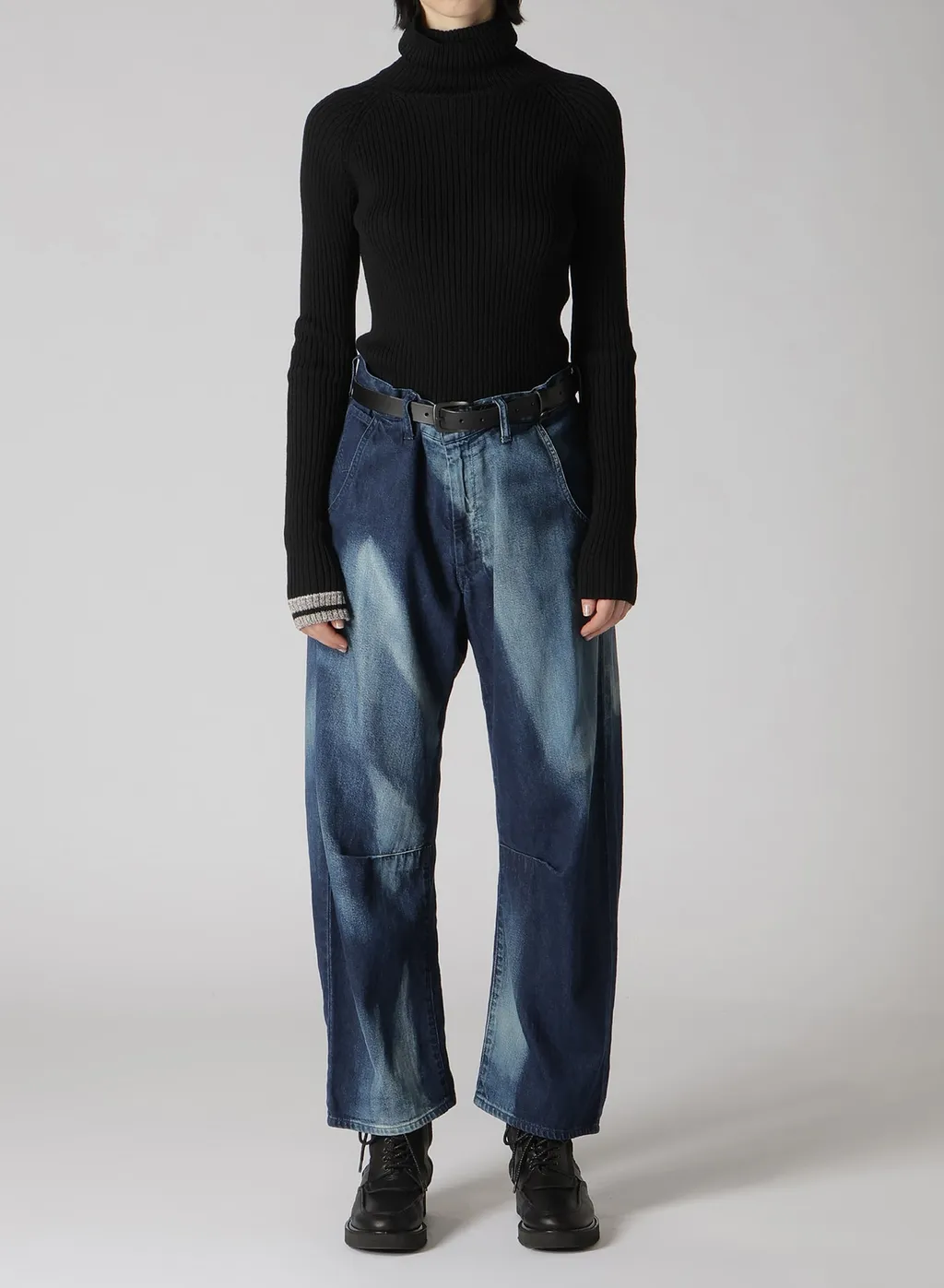 C/ Spotted Denim Gusset Wide Pants