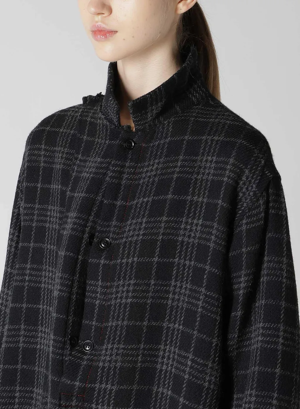 W/ Check Red Stitch Grandpa Shirt