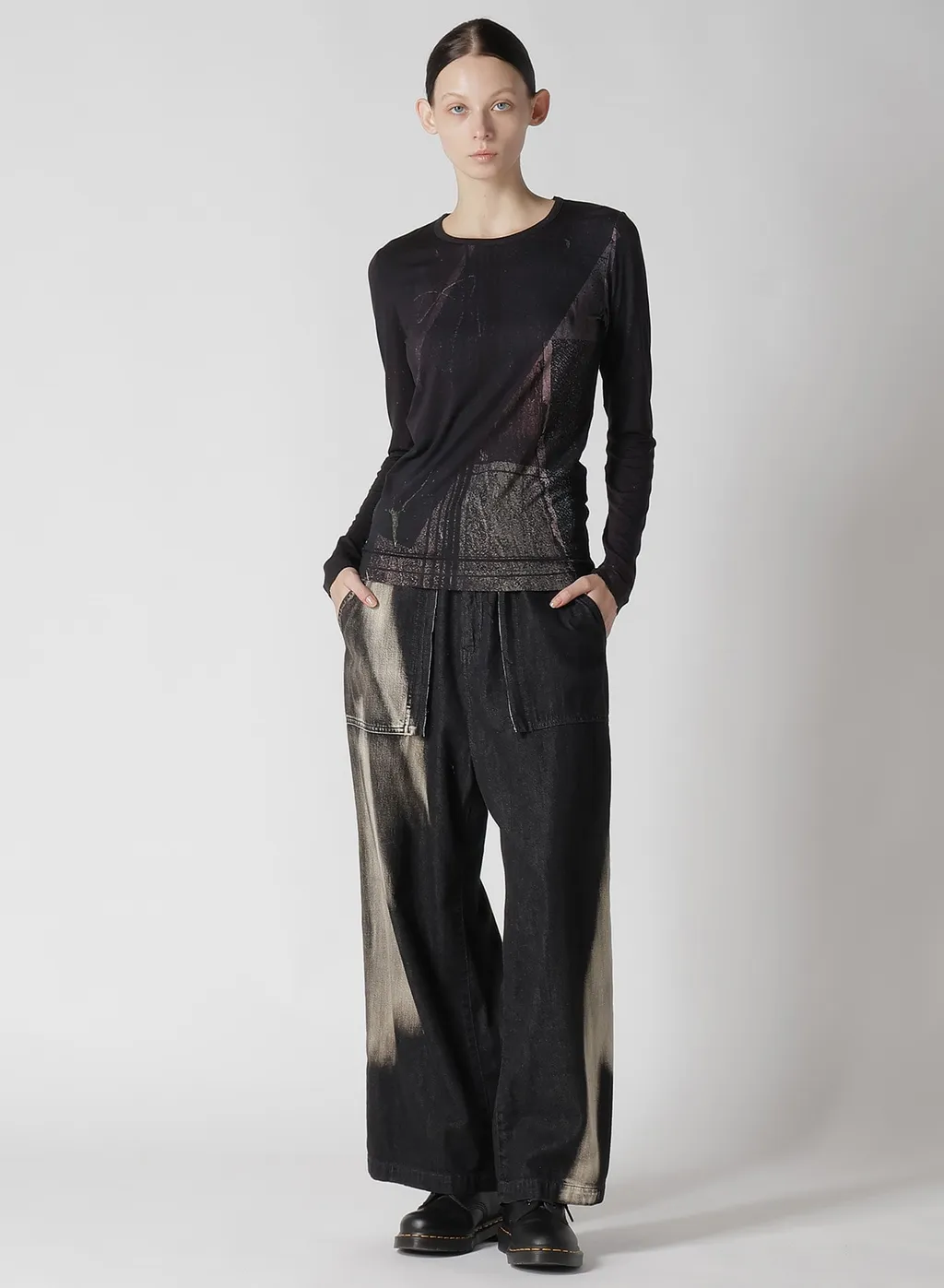 C/ Spotted Denim Long Straight Pants