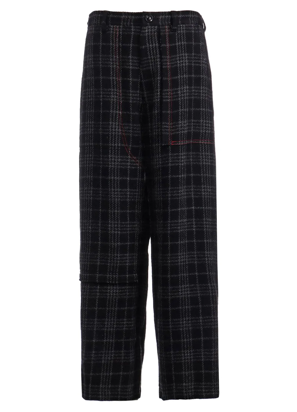 W/ Check Red Stitch Long Straight Pants