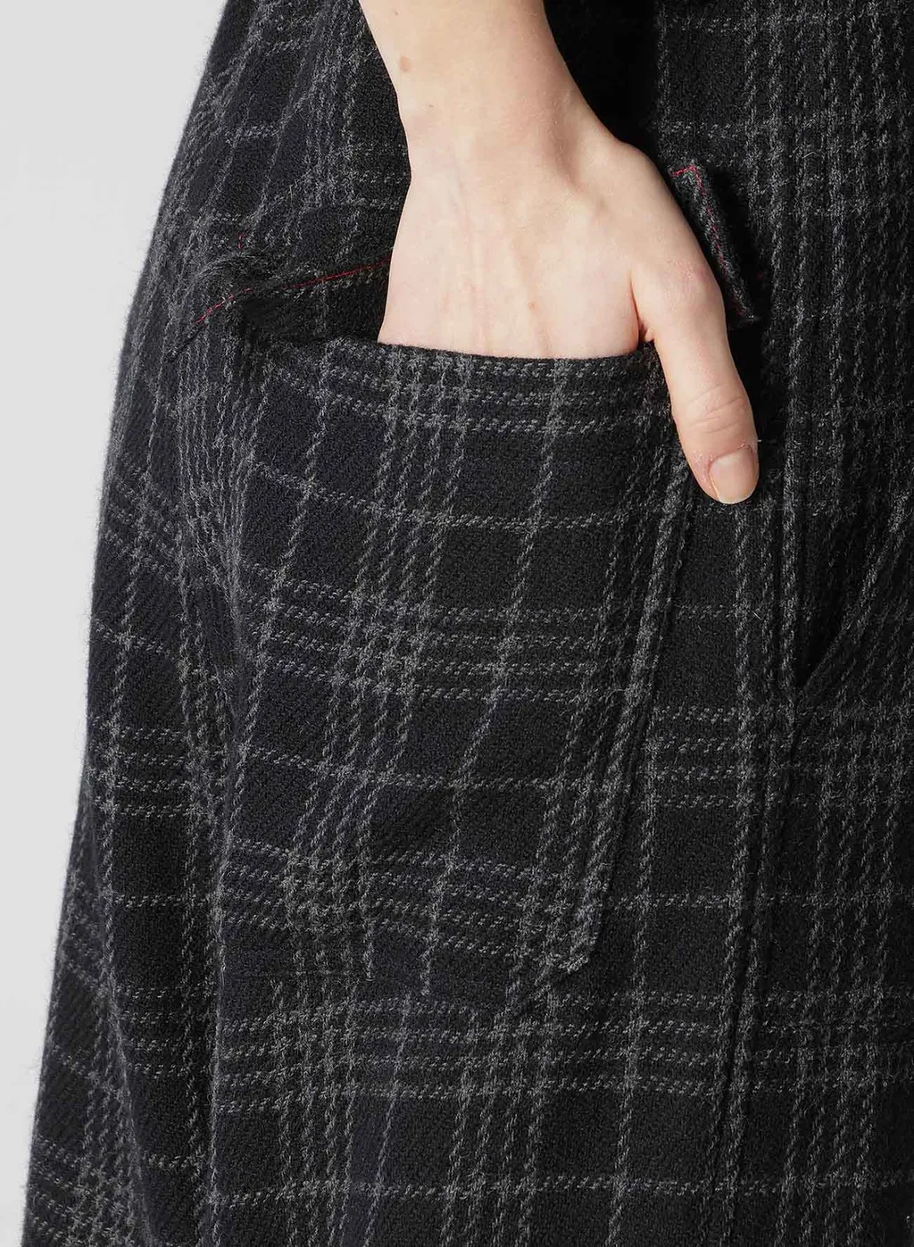 W/ Check Red Stitch Long Straight Pants
