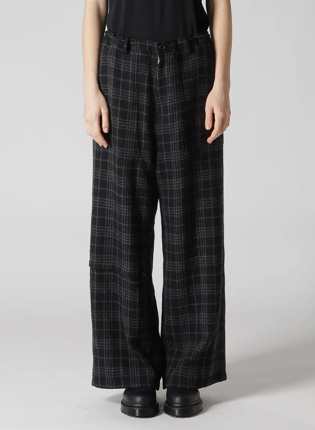 W/ Check Red Stitch Long Straight Pants