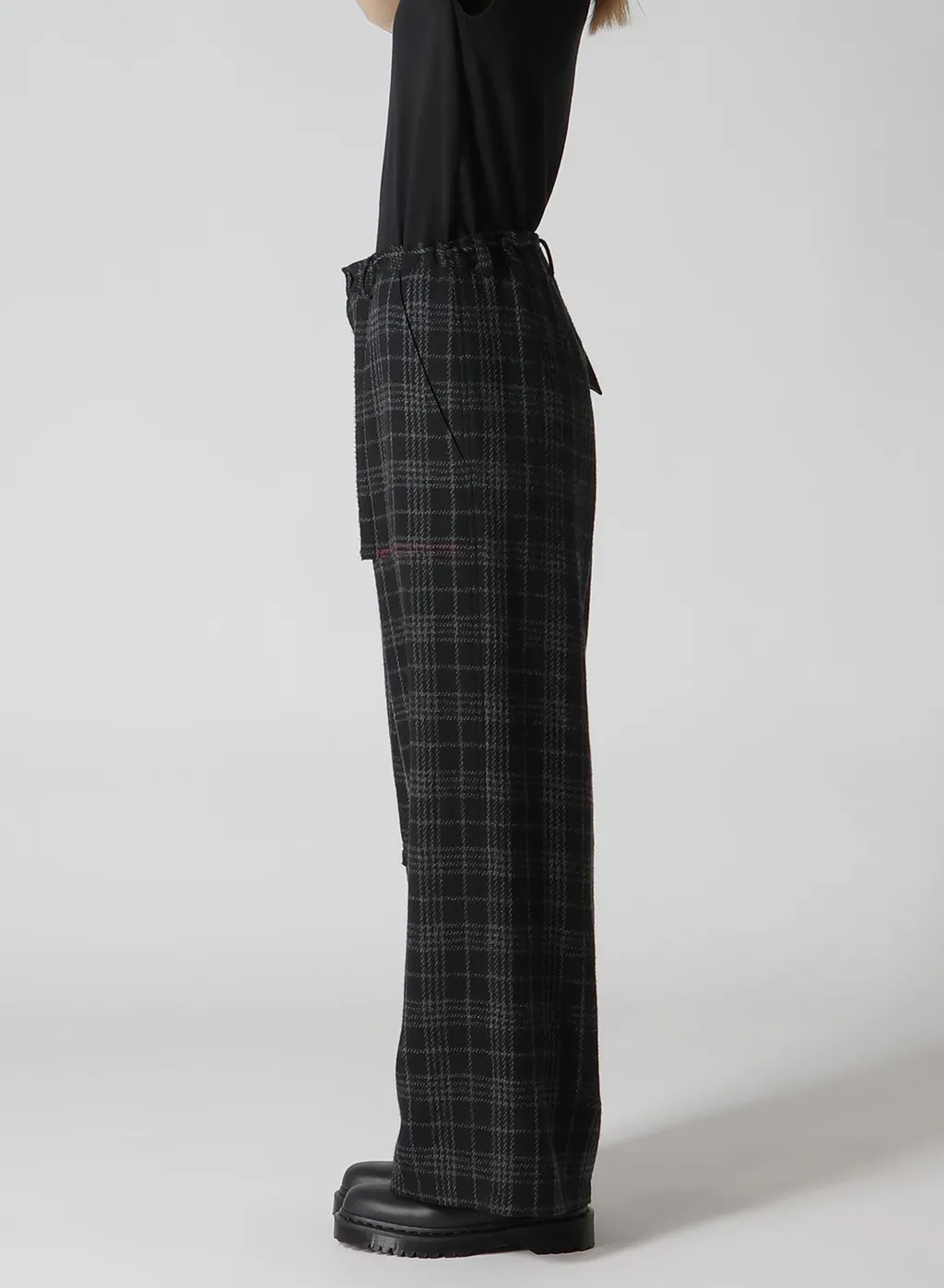 W/ Check Red Stitch Long Straight Pants